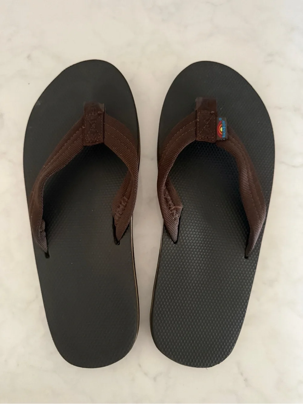 Rainbow Men's Brown Classic Rubber Single Layer Arch Support Sandals size M